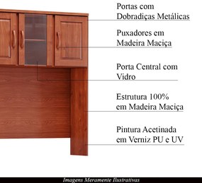 Armário Aéreo Para Cozinha Rústica Decorativo Gwen 03 Portas Imbúia G74 - Gran Belo