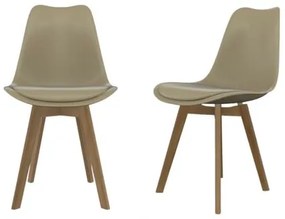 Kit 2 Cadeiras Saarinen Leda Polipropileno Nude Base Wood - 75400 Sun House