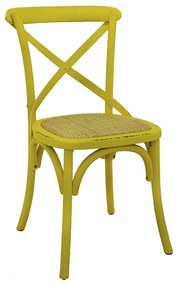 Cadeira Decorativa Sala de Jantar Cozinha Danna Rattan Natural Amarela G56 - Gran Belo