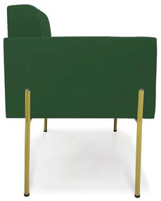 Poltrona Pé de Ferro Dourado para Sala Kit 2 Elisa Veludo Verde D03 - D'Rossi