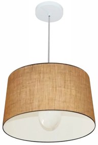 Lustre Pendente Cone Md-4241 Cúpula em Tecido 30/45x40cm Palha - Bivolt