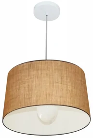 Lustre Pendente Cone Md-4241 Cúpula em Tecido 30/45x40cm Palha - Bivolt