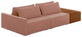 Sofá Ilha 2 Lugares Living 232cm Modulado para Sala Lary Veludo K01 - D'Rossi - Rose