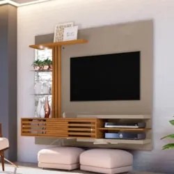 Painel Bancada Suspensa Para TV 55 Pol. Frizz Supreme Fendi/Naturale -