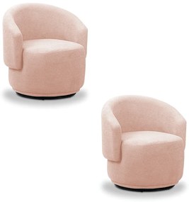 Poltrona Decorativa Orgânica Giratória Kit 2 Névoa Bouclê E03 - D'Rossi - Rose