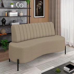 Sofá Living Decorativo 2 Lugares 1,60M Katara Pés de Ferro Bouclê Bege G33 - Gran Belo