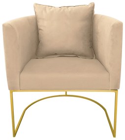 Poltrona Paola Suede Base Metálica Dourado D'Rossi - Bege