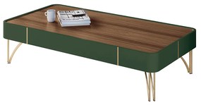 Mesa de Centro Decorativa Rennes MDP/MDF Pés de Aço Verde Pistache/Castanho G26 - Gran Belo