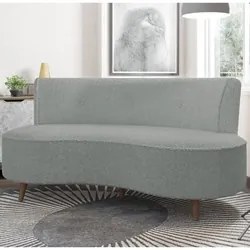 Sofá 2 Lugares para Sala Living 135cm Pés Palito Korah K04 Bouclê Cinz