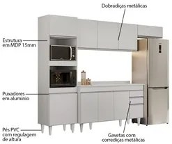 Armário de Cozinha Modulada 4 Peças CP11 Balcão com Tampo Branco - Lum
