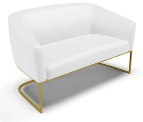 Sofá 2 Lugares Namoradeira Industrial Dourado Stella Sintético D03 - D'Rossi - Branco