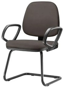 Cadeira Job Com Bracos Fixos Assento Courino Cinza Escuro Base Fixa Preta - 54548 Sun House