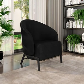 Poltrona Decorativa Sala de Estar Kenya Pés em Ferro Pu Preto G33 - Gran Belo