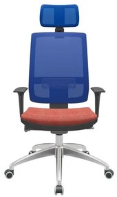 Cadeira Office Brizza Tela Azul Com Encosto Assento Concept Rosé Autocompensador 126cm - 63133 Sun House