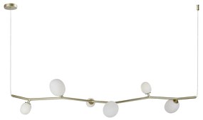 Pendente Olive Horizontal 155X34X18Cm 6Xg9 Dourado Vidro Branco - Usin...