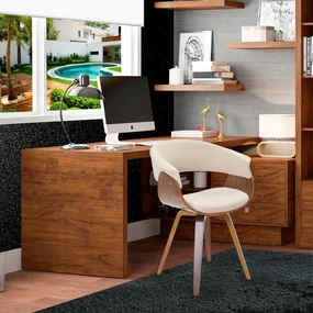 Kit 03 Cadeiras Decorativas para Escritório Recepção Ohana Fixa Linho Bege G56 - Gran Belo