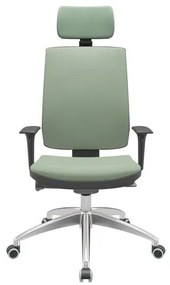 Cadeira Office Brizza Soft Vinil Verde Autocompensador Com Encosto Cabeça Base Aluminio 126cm - 63473 Sun House