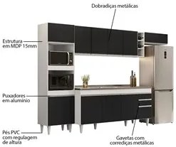 Armário de Cozinha Modulada 5 Peças CP18 Balcão com Pia Inox Branco/Pr