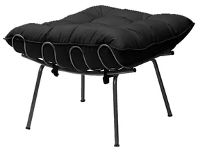 Puff Decorativo Sala de Estar Abel Pés Preto Veludo Preto G41 - Gran Belo