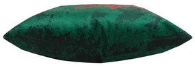 Capa de Almofada Natalina de Suede em Tons Verde 45x45cm - Floco Vermelho - Somente Capa