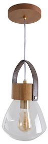 Pendente Vidro Madeira Castanho 19cm Lampadari