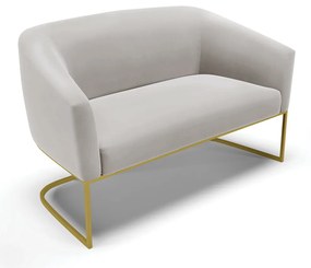 Sofá Namoradeira e 2 Poltronas Base Industrial Dourado Stella Veludo D03 - D'Rossi - Cinza