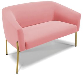 Sofá 2 Lugares Namoradeira Pé de Ferro Dourado Stella Suede D03 - D'Rossi - Rose