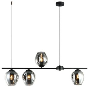 Pendente Metal Vidro Preto 91cm Cutie