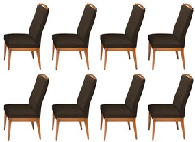 Conjuntos 8 Cadeiras Decorativa Lara Aveludado Marrom