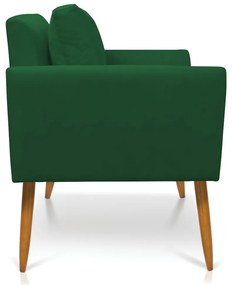 Poltrona Aline Suede Verde Pés Palito Castanho - D'Rossi