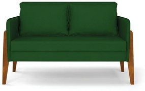 Sofá Namoradeira Lana Veludo Luxo Verde A136 Base de Madeira - D'Rossi