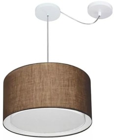 Lustre Pendente Cilíndrico Com Desvio de Centro Vivare Md-4310 Cúpula em Tecido 40x25cm - Bivolt