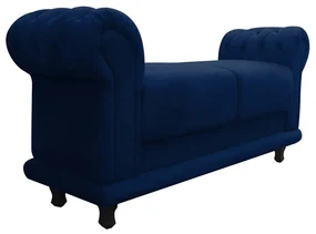 Recamier Barcelona Namoradeira Calçadeira Suede D'Rossi - Azul Marinho