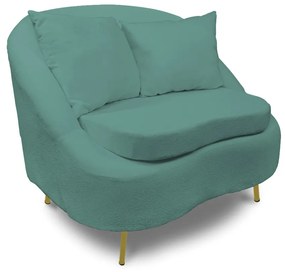 Poltrona Decorativa Orgânica Pé Ferro Dou Zaya Bouclê Verde Menta C05 - D'Rossi