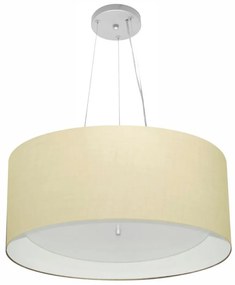 Lustre Pendente Cilíndrico Md-4145 Cúpula em Tecido 50x25cm Algodão Crú / Branco - Bivolt