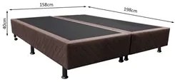 Base Box para Cama Casal Queen 158x198cm Bipartido Liz S05 Suede Borda