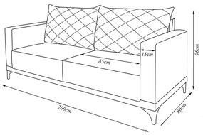 Sofá Living 2 Lugares com Pés de Ferro Almofadas Soltas 200cm Neso Bouclê Bege G63 - Gran belo