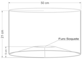 Cúpula abajur e luminária cilíndrica vivare cp-7023 Ø50x21cm - bocal nacional - Bordô