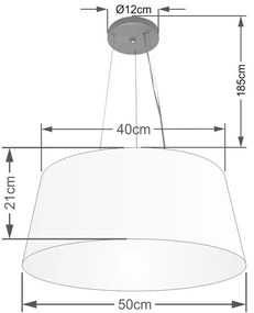 Lustre Pendente Cone Vivare Md-4048 Cúpula em Tecido 21/50x40cm - Bivolt