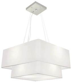 Lustre Pendente Duplo Quadrado Vivare Md-4083 Cúpula em Tecido 70x50cm - Bivolt
