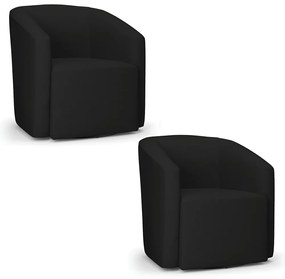 Poltrona Decorativa Base Giratória Kit 2 Stella Max Linho Preto D03 - D'Rossi