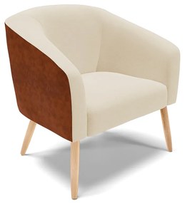 Poltrona Decorativa Pé Palito Natural Stella Nozes/Linho Bege D03 - D'Rossi