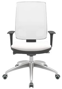 Cadeira Office Brizza Tela Branca Assento Vinil Branco Autocompensador Base Aluminio 120cm - 63792 Sun House