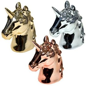 Cofre Busto Unicornio Cromado Dourado DecoraçÁo