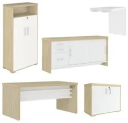 Conjunto Escritório Home Office 5 Peças Corp A06 Carvalho/Branco - Mpo