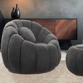 Kit 02 Poltronas Decorativa Orgânica para Sala Cloud Bouclê E03 - D'Rossi - Cinza escuro
