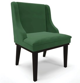 Cadeira Decorativa Sala de Jantar Base Fixa de Madeira Firenze Veludo Verde/Preto G19 - Gran Belo