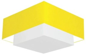 Plafon Duplo Quadrado Md-3022 Cúpula em Tecido 25/50x35cm Amarelo / Branco - Bivolt