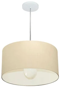Lustre Pendente Cilíndrico Md-4202 Cúpula em Tecido 40x25cm Algodão Crú - Bivolt
