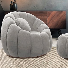 Kit 02 Poltronas Decorativa Orgânica para Sala Cloud Bouclê Cinza Claro E03 - D'Rossi